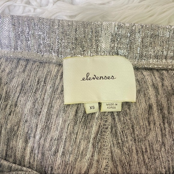 ANTHRO ELEVENSES Silver metallic wide leg pants XS - Picture 3 of 5